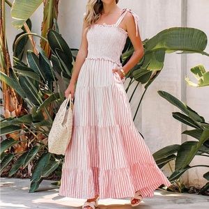 R Vivimos Boho Stripe Midi Dress- size medium, 8/10